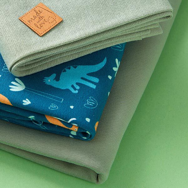 Stoffenpakket jersey dinowereld | PETIT CITRON – petroleum, image number 9