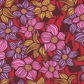 LENZING™ EcoVero™ Viscosestof Bloemen | Poppy Fabrics – merlot/perzik, 