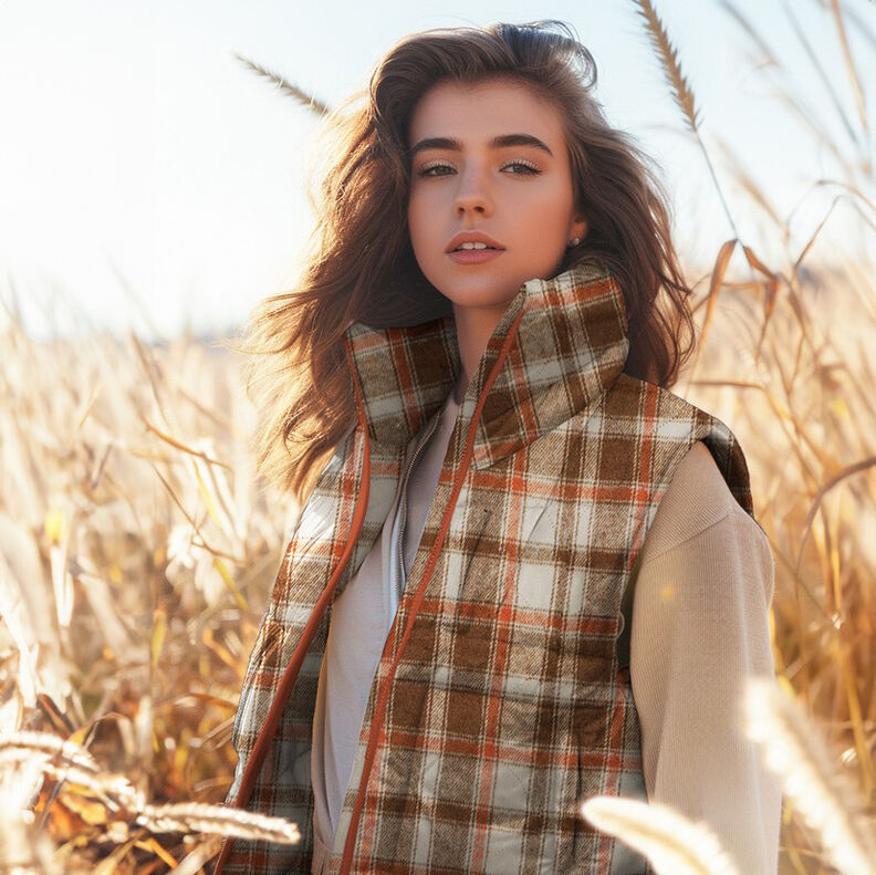 Doorgestikte stof Flanel Ruit | Poppy Fabrics – beige, image number 7
