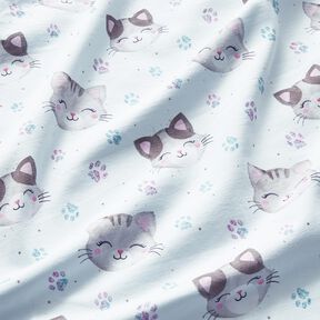 Katoenjersey schattige katten en poten | Glitzerpüppi – wit, 