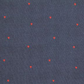 Katoenjersey Jeanslook harten Digitaal printen – blauwgrijs/vuurrood, 