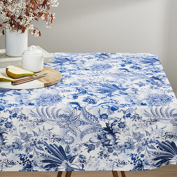 Decostof Canvas weelderige bloemen 280 cm – koningsblauw/wit, image number 6