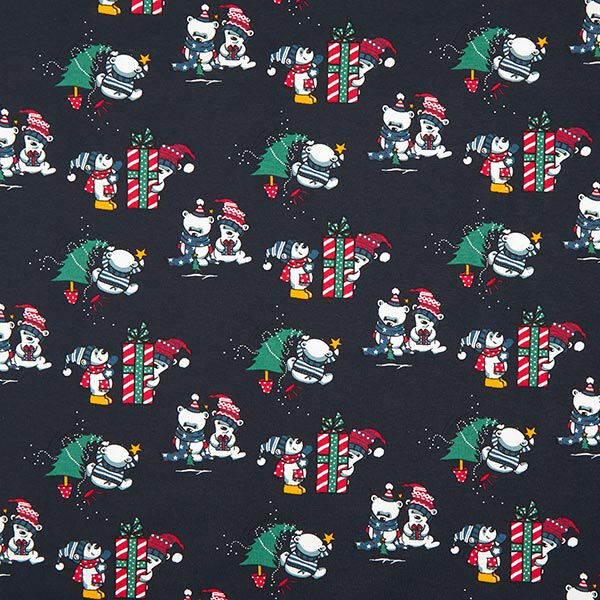 Sweatshirt geruwd IJsberen vieren Kerstmis – marineblauw, image number 1