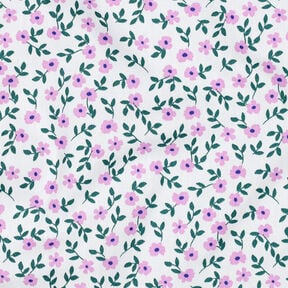 GOTS Katoenpopeline Losse bloemen | Poppy Fabrics – wit/roze, 