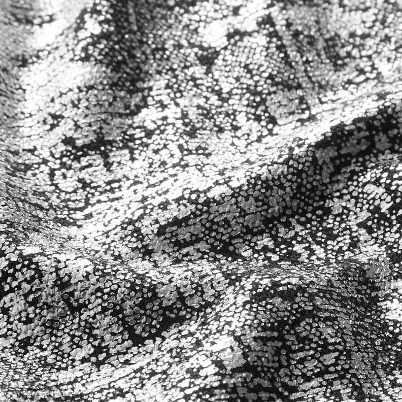 Breistof metallic print abstract – zilver metallic/zwart | Stofrestant 70cm,  image number 3