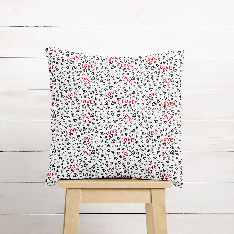 Katoenen stof Cretonne Love – wit/zwart, image number 7