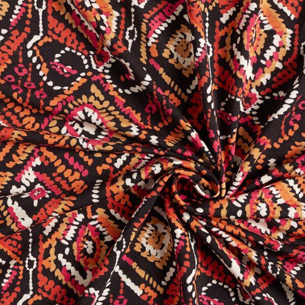 Viscosejersey Ruiten batik-look – zwart/oranje,  image number 4