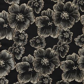Jacquard 3D-effect bloemen – zwart/amandel, 