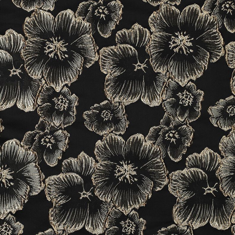 Jacquard 3D-effect bloemen – zwart/amandel,  image number 1