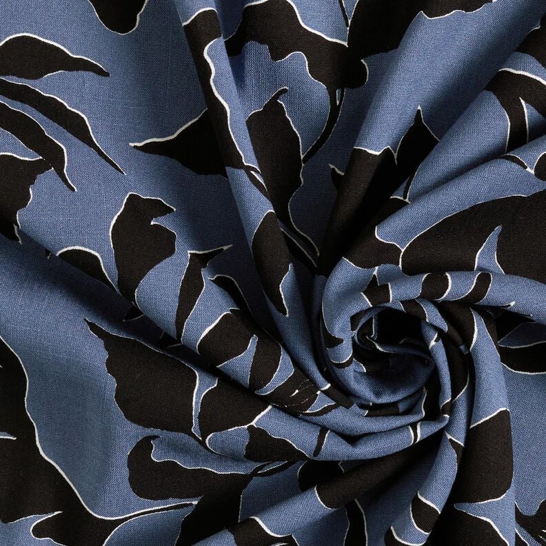 Viscosestof weelderige bladeren  – blauwgrijs/zwart,  image number 3