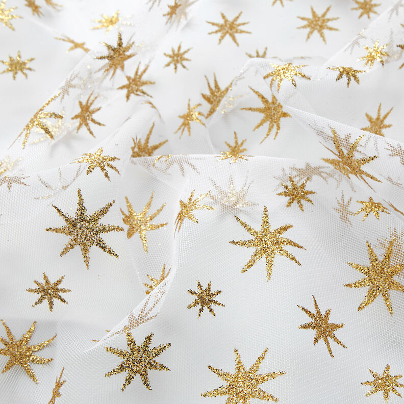 Tule glittersterren – wit/goud,  image number 2