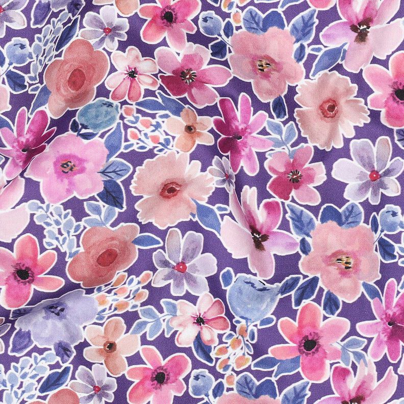 Katoenpopeline Bloemen | Poppy Fabrics – roodlila,  image number 2