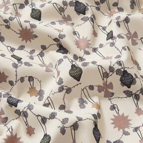 Katoenen stof Popeline Scandinavische boomdecoraties – lichtbeige, 