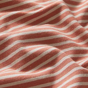Katoenjersey smalle strepen – anemoon/terracotta, 