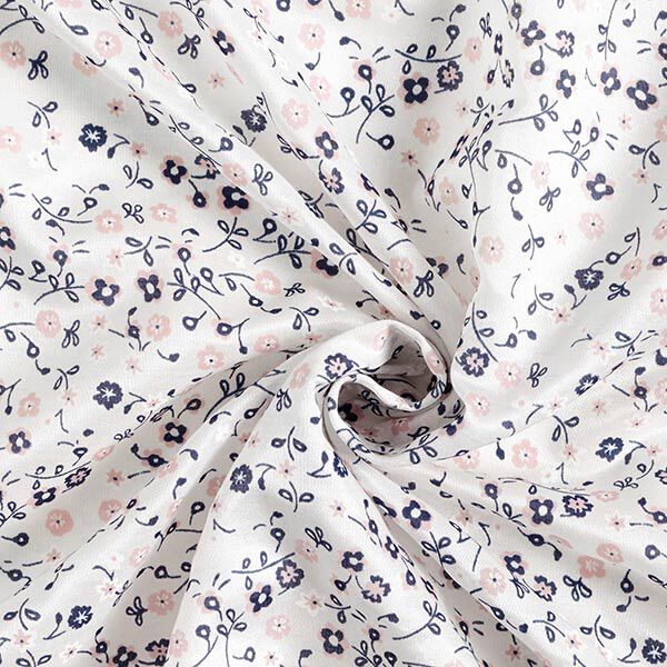 Zijde-viscose-satijn kleine bloemen – wit, image number 4