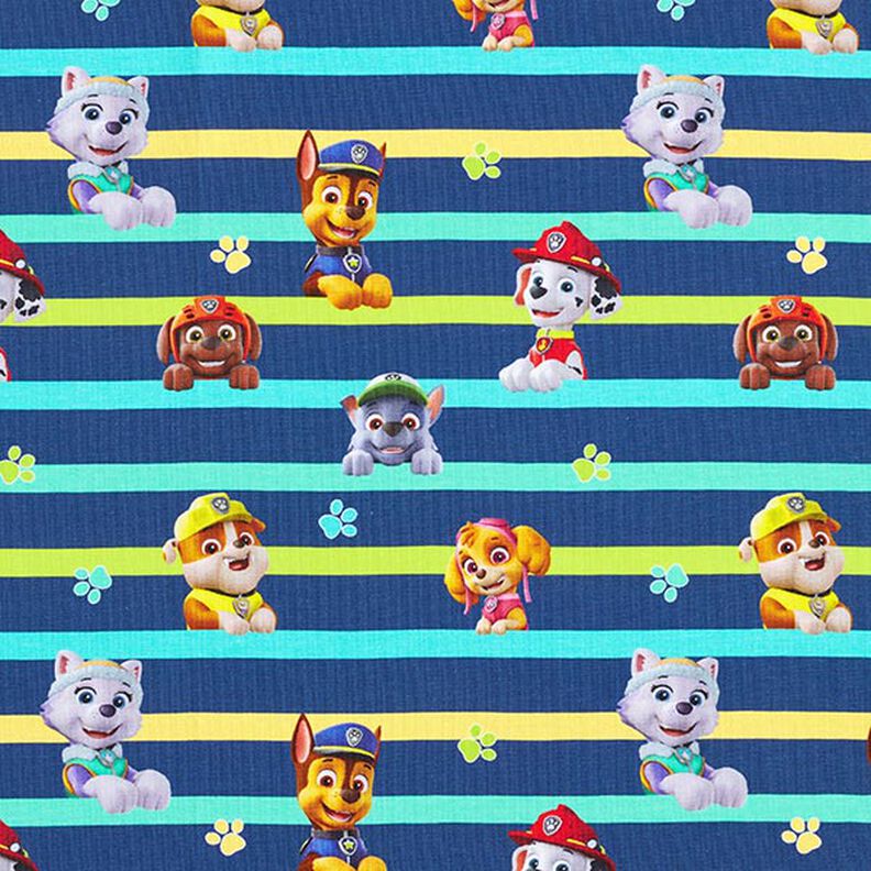 Katoenjersey Licentiestof Paw Patrol gestreept | Viacom – marineblauw,  image number 1