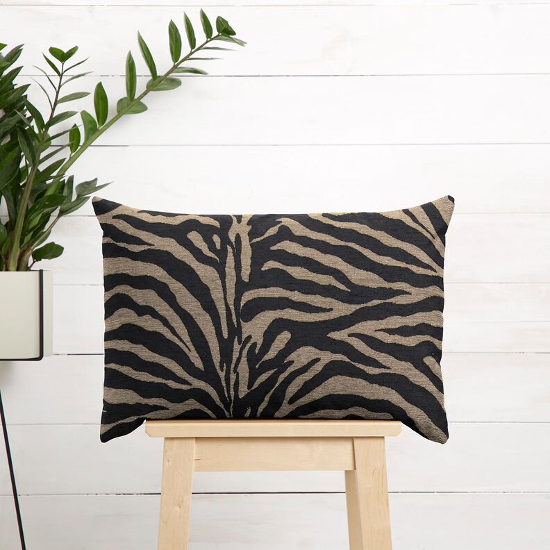 Bekledingsstof Jacquard Zebra – kaki/zwart, image number 9