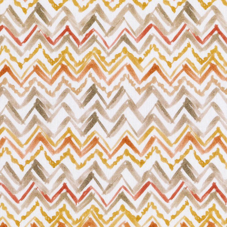 Katoenpopeline Penseelstreek zigzag Digitaal printen – wit/koper,  image number 1