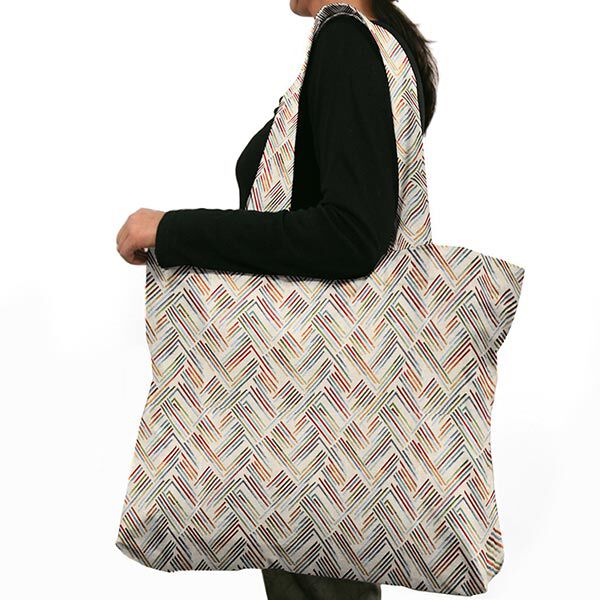 Decostof Gobelin Zigzag lijn – lichtbeige/blauw,  image number 8