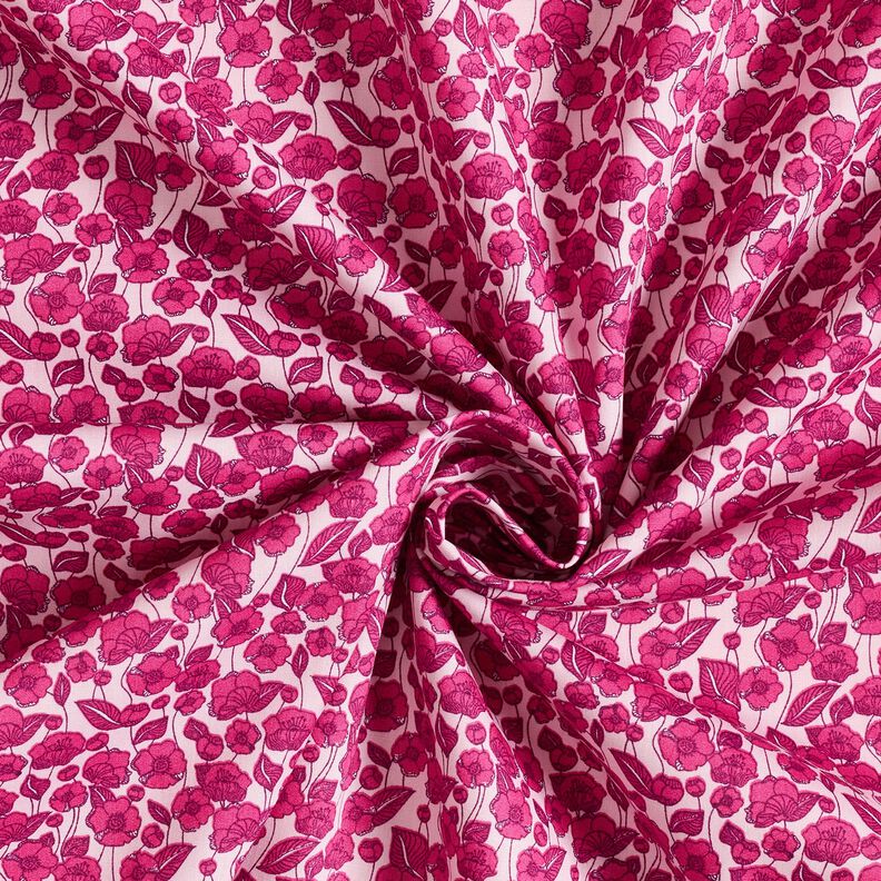 Katoenpopeline Bloemenranken – lichtroze/purper, image number 3