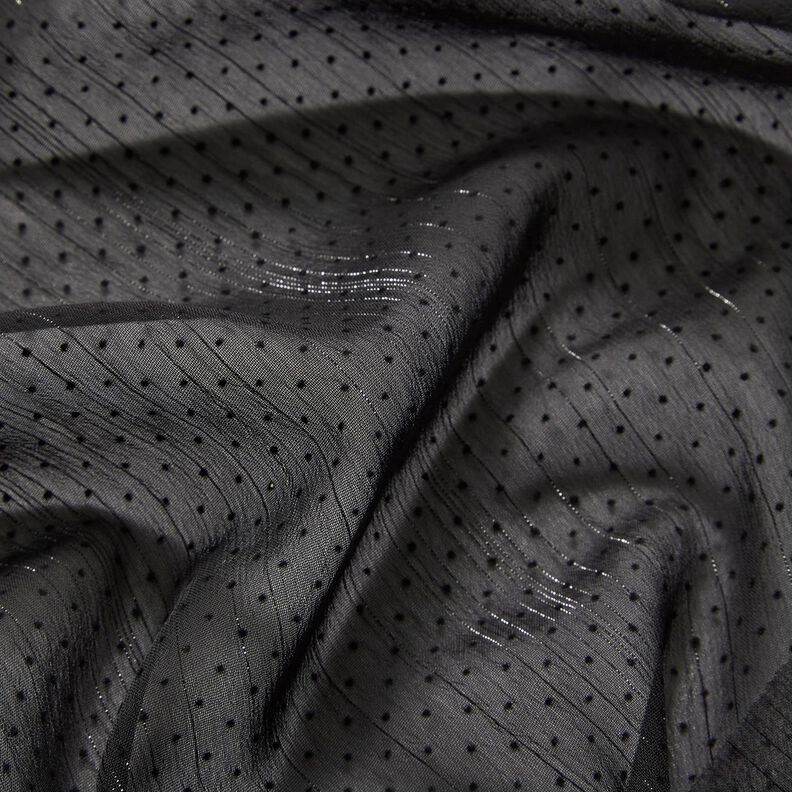 Chiffon glitterstrepen en stippen – zwart, image number 2