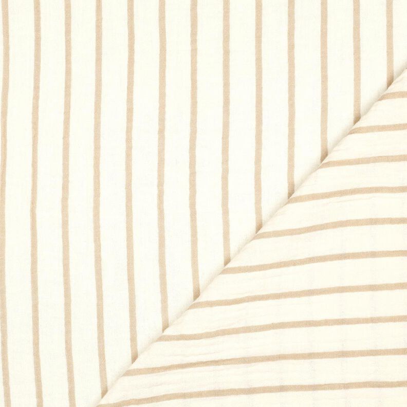 Mousseline/dubbel gehaakte stoffen garengeverfde strepen | Poppy Fabrics – amandel/ecru, image number 4