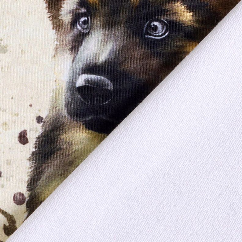 French Terry sommersweat Duitse herder Panel | Glitzerpüppi – lichtbeige,  image number 4