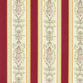 Meubelstof jacquard Biedermeier strepen – creme/rood, 