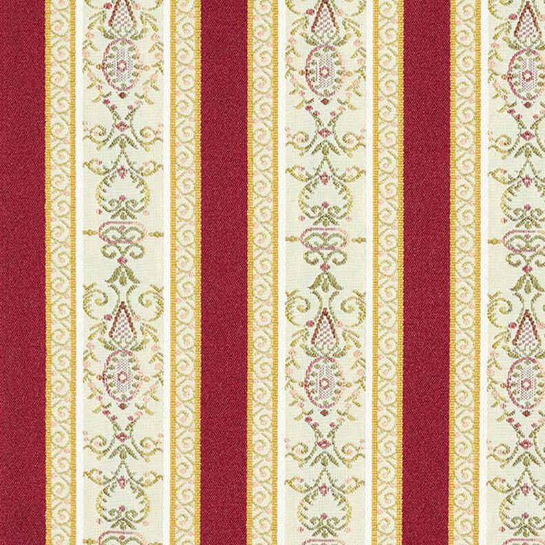 Meubelstof jacquard Biedermeier strepen – creme/rood,  image number 1