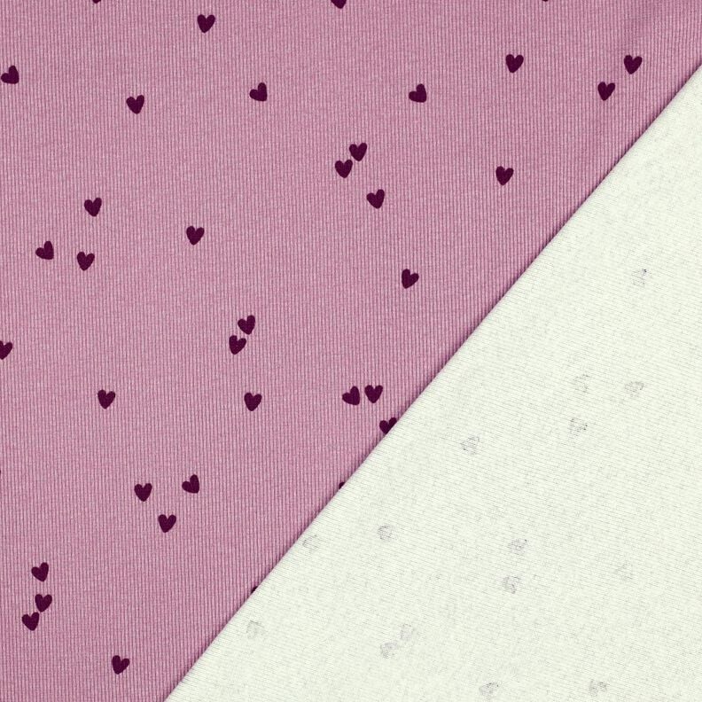 Ribjersey verspreide harten | Poppy Fabrics – pastelviolet/merlot,  image number 4