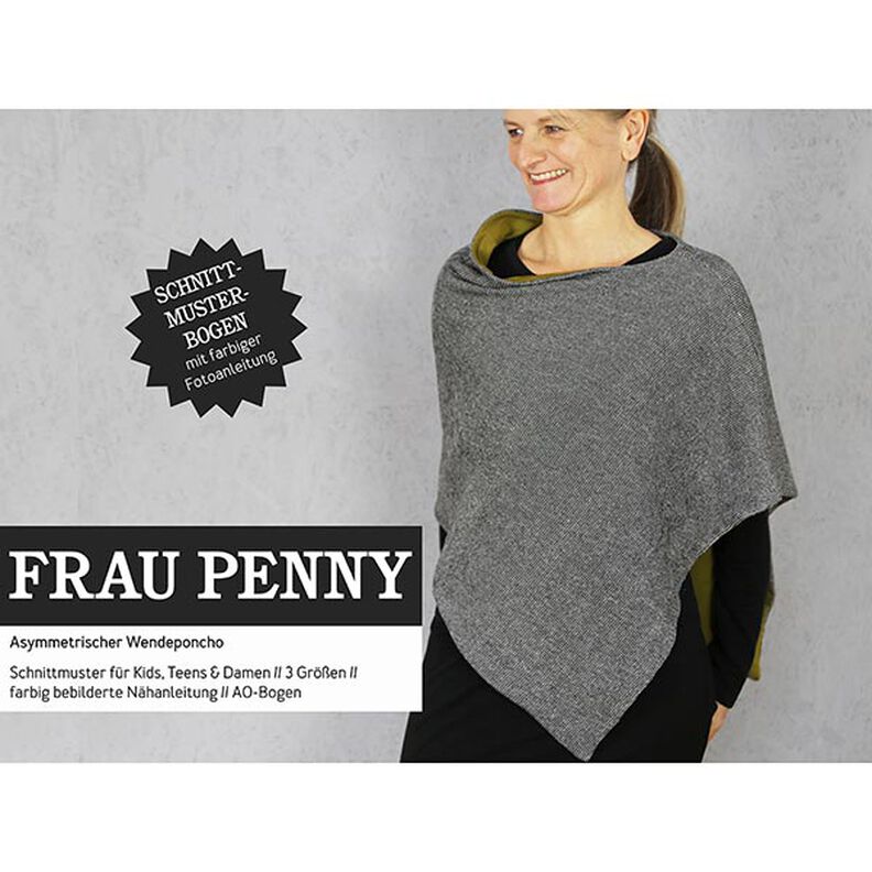 MEVROUW PENNY Asymmetrische omkeerbare poncho | Studio Schnittreif | Eén maat,  image number 1
