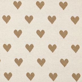 Jacquardjersey Glitterharten | Poppy Fabrics – natuur/goud metallic, 