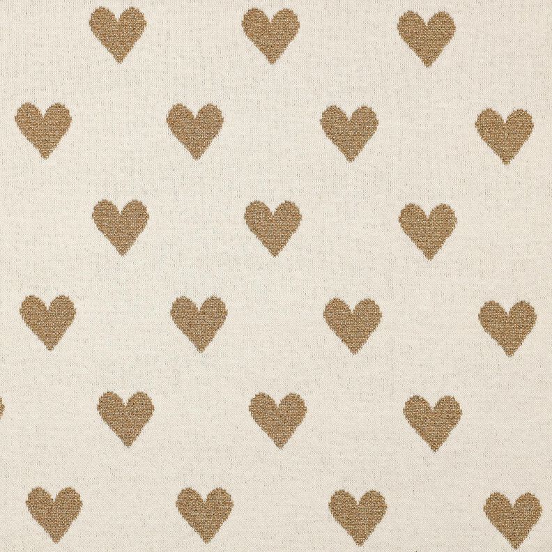 Jacquardjersey Glitterharten | Poppy Fabrics – natuur/goud metallic,  image number 1