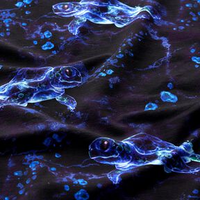 French Terry sommersweat Schildpad | Glitzerpüppi – zwart blauw/koningsblauw, 