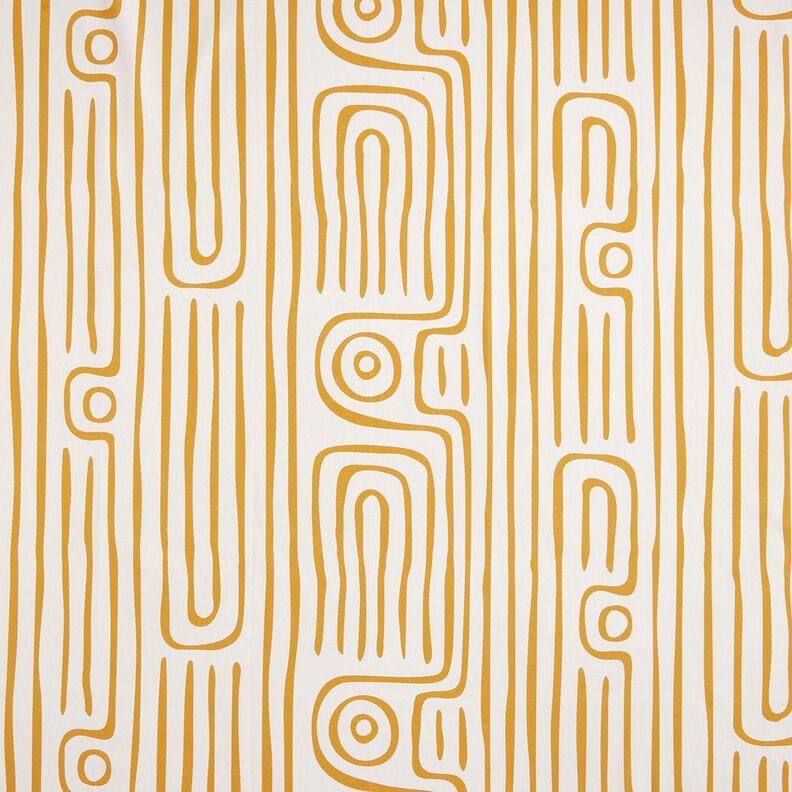 Decostof Half panama abstract gestreept patroon – mosterd/natuur,  image number 1