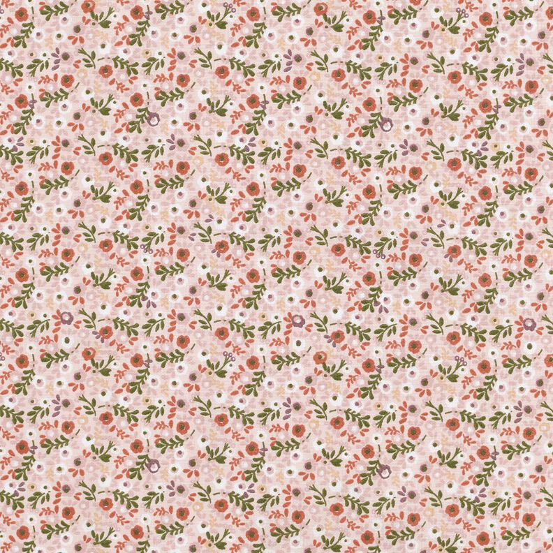 Katoenpopeline kleine bloempjes – roos/koper,  image number 1