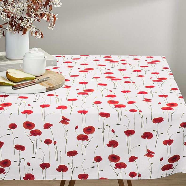 Decostof Half panama klaprozen – wit/rood, image number 8