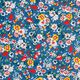 Gecoate katoen schattige bloemen – koningsblauw,  thumbnail number 1