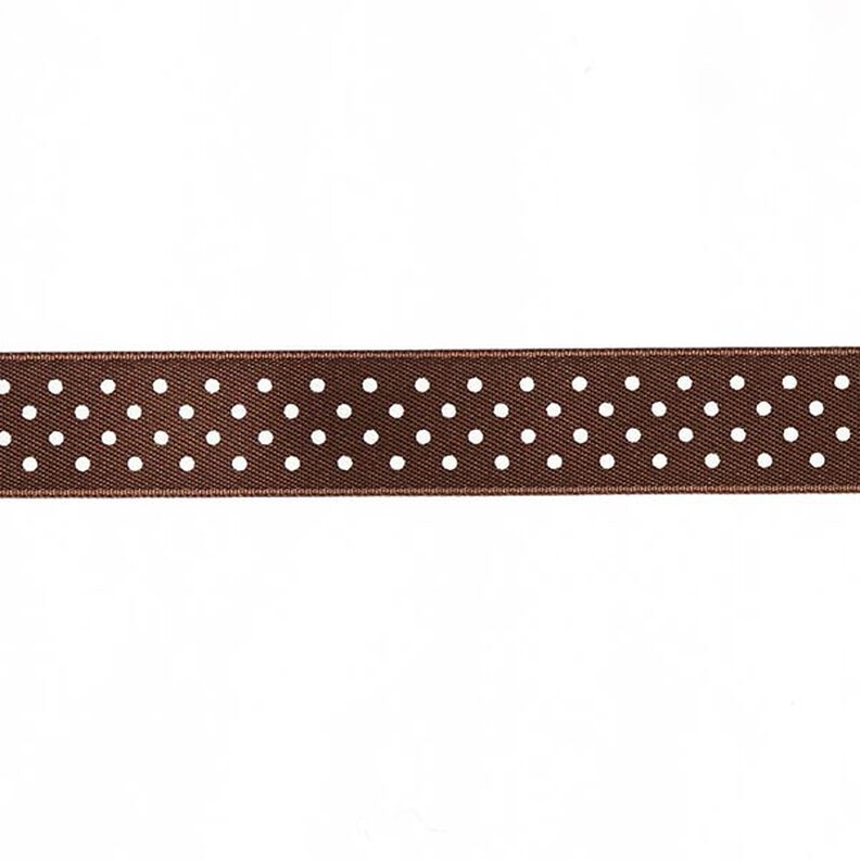Satijnband stippen - bruin/wit,  image number 1