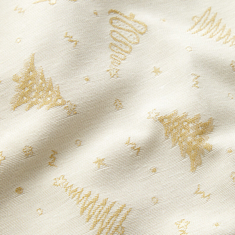 Decostof Jacquard Lurex Dennenboom – lichtbeige/goud,  image number 2