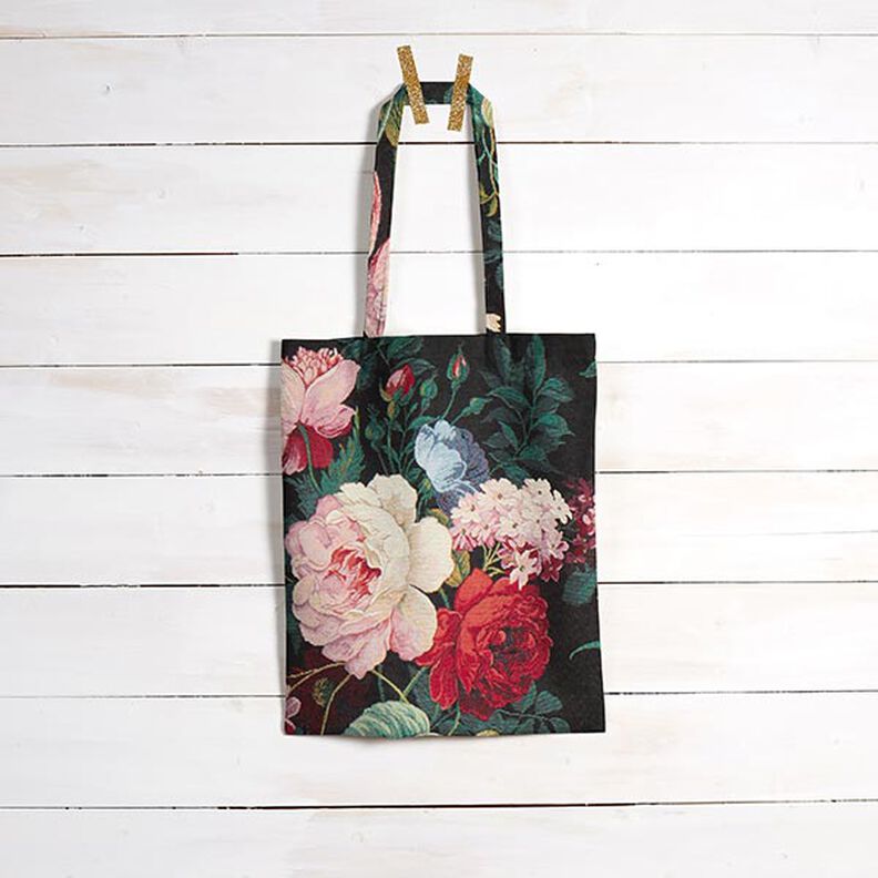 Decostof Gobelin Bloemen-boeket – zwart/karmijnrood,  image number 8