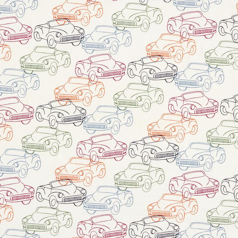 French Terry sommersweat kleurrijke auto's – ecru, image number 1