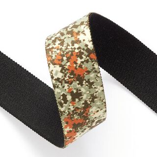 Riemband camouflage elastisch  [ 3,5 cm ] – donkergroen/terracotta, 