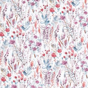 Decostof Katoenpopeline Wilde bloemen – purper/petroleum, 