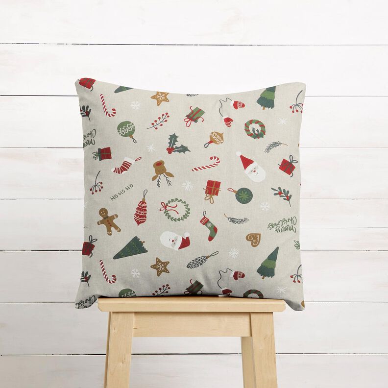 Decostof Half panama Kerstdecoratiemix – natuur/rood, image number 9