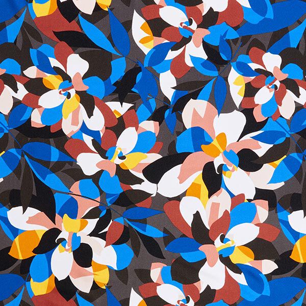 Badpakstof abstracte bladeren – zwart, image number 1