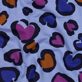 Sweatshirt geruwd kleurrijke harten | Poppy Fabrics – staalblauw, 