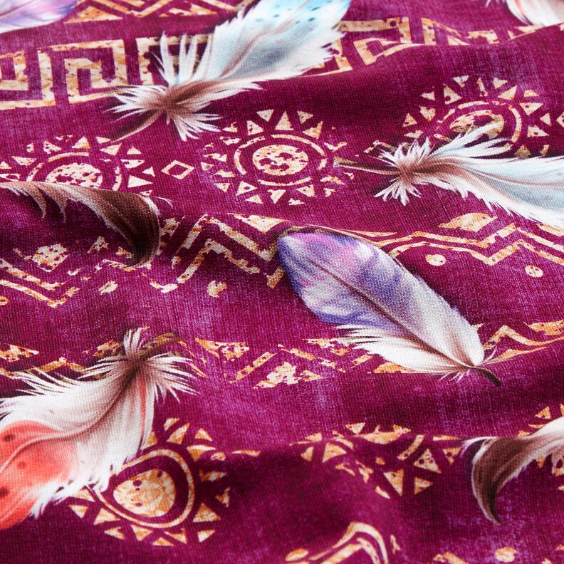 French Terry Boho veren | Glitzerpüppi – druif/kreeft, image number 2