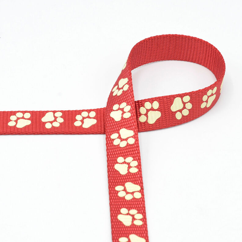 Reflecterende geweven tape Hondenriem Pootjes [20 mm] – rood,  image number 2