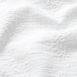 Mousseline/dubbel gehaakte stoffen Toon-op-toon bloemenrank – wit, 
